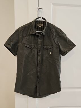 Men's Short-Sleeve Button-Up Shirt - Olive Green